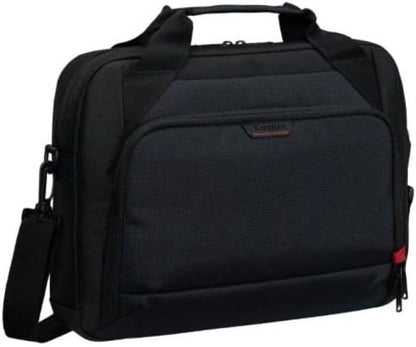 Targus 13–14 Inch Classic EcoSmart Laptop Briefcase – Slim Water-Resistant Laptop Bag with Padded Sleeve, Anti-Theft Zips, Shoulder Strap & Trolley Strap, Eco-Friendly Work Bag, Black (CN414GL