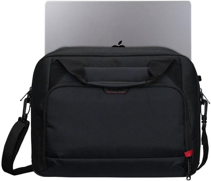 Targus 13–14 Inch Classic EcoSmart Laptop Briefcase – Slim Water-Resistant Laptop Bag with Padded Sleeve, Anti-Theft Zips, Shoulder Strap & Trolley Strap, Eco-Friendly Work Bag, Black (CN414GL
