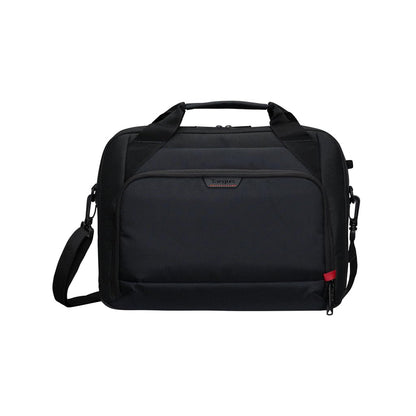Targus 13–14 Inch Classic EcoSmart Laptop Briefcase – Slim Water-Resistant Laptop Bag with Padded Sleeve, Anti-Theft Zips, Shoulder Strap & Trolley Strap, Eco-Friendly Work Bag, Black (CN414GL
