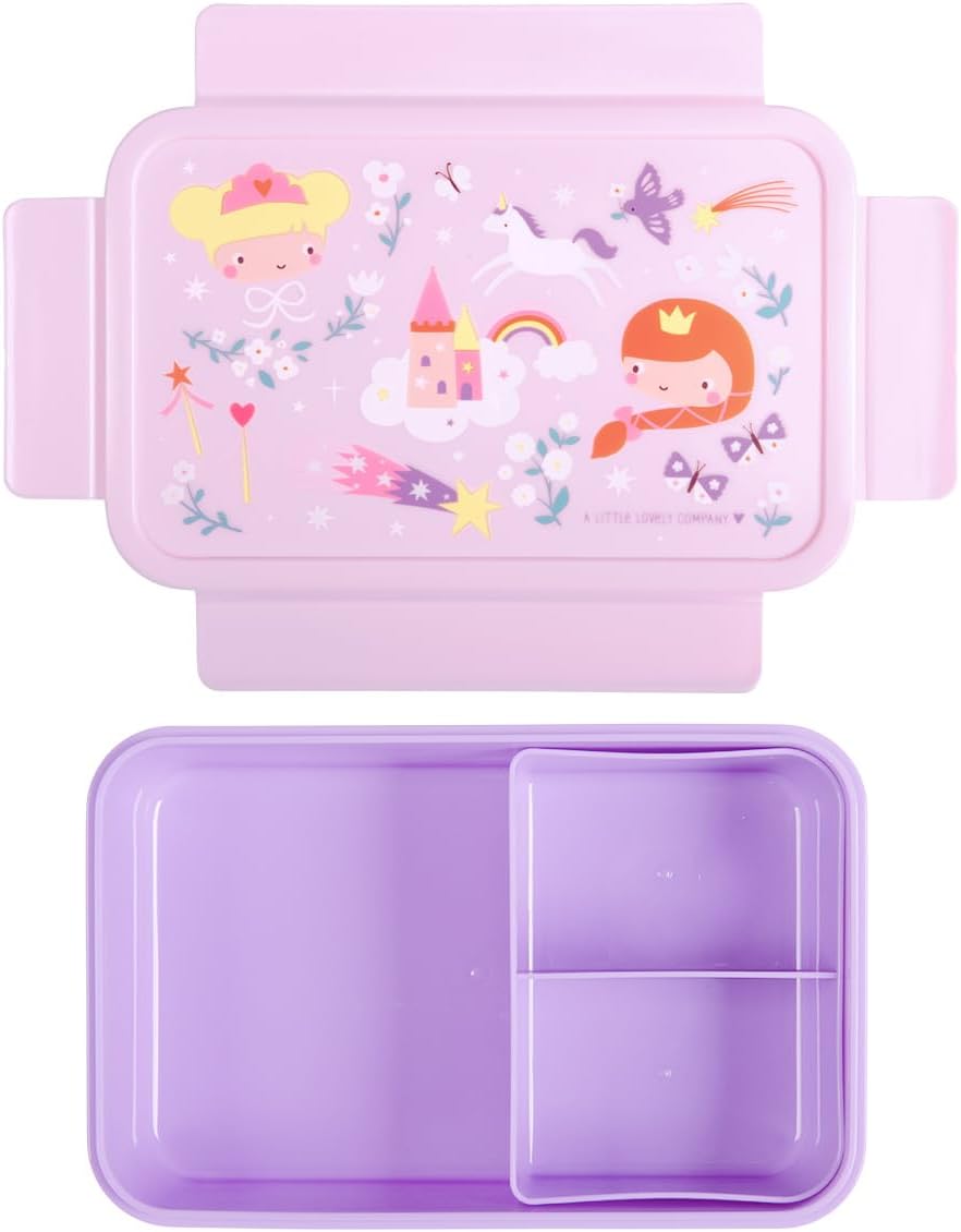 A Little Lovely Company - Bento Lunch Box: Princesses - Purple - 22 X 7 X 14.5 Cm