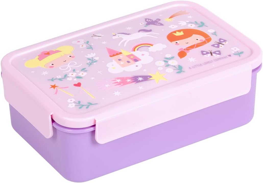 A Little Lovely Company - Bento Lunch Box: Princesses - Purple - 22 X 7 X 14.5 Cm