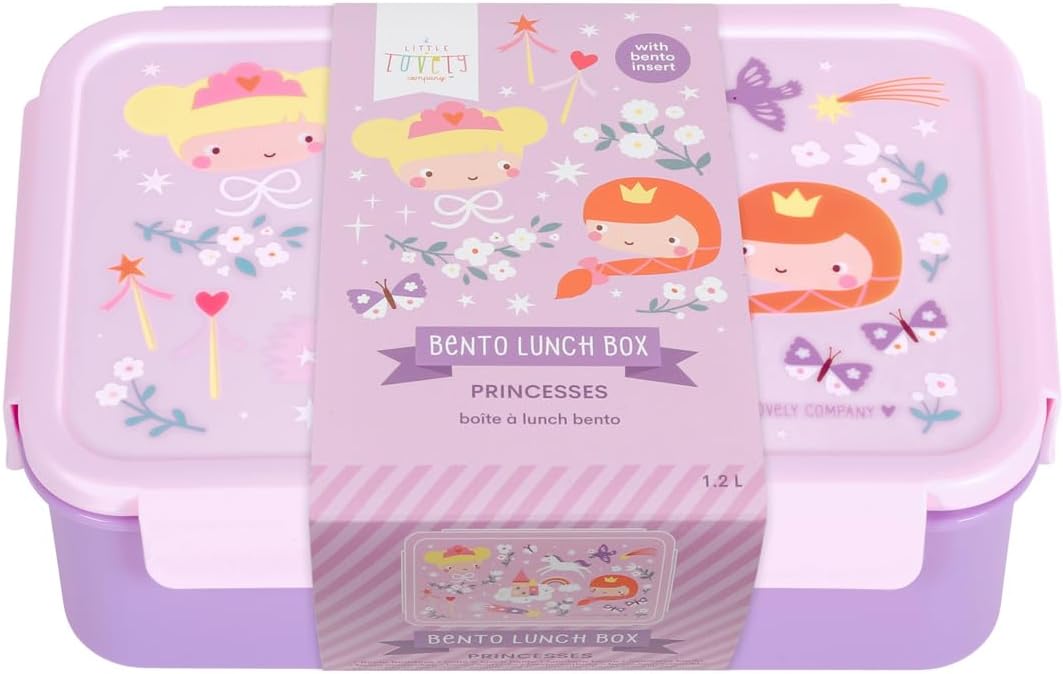 A Little Lovely Company - Bento Lunch Box: Princesses - Purple - 22 X 7 X 14.5 Cm