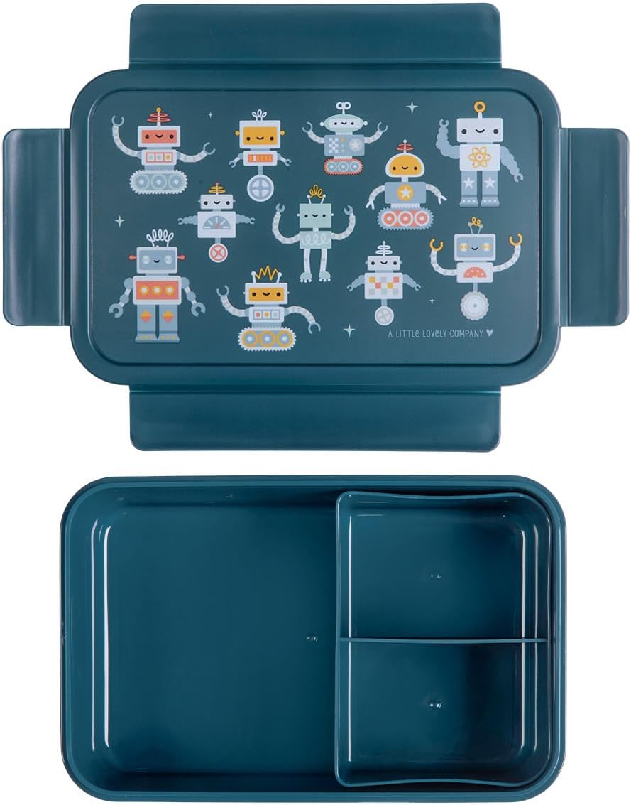 A Little Lovely Company - Bento Lunch Box - Robots - 22 X 7 X 14.5 Cm