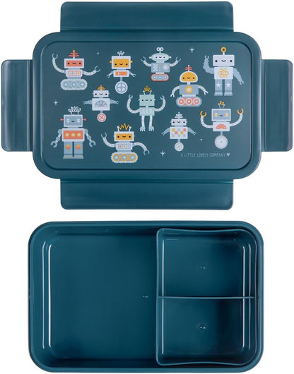 A Little Lovely Company - Bento Lunch Box - Robots - 22 X 7 X 14.5 Cm