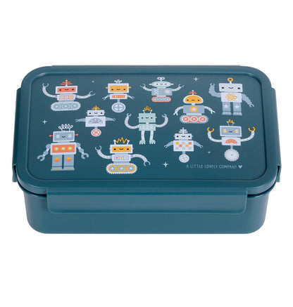 A Little Lovely Company - Bento Lunch Box - Robots - 22 X 7 X 14.5 Cm
