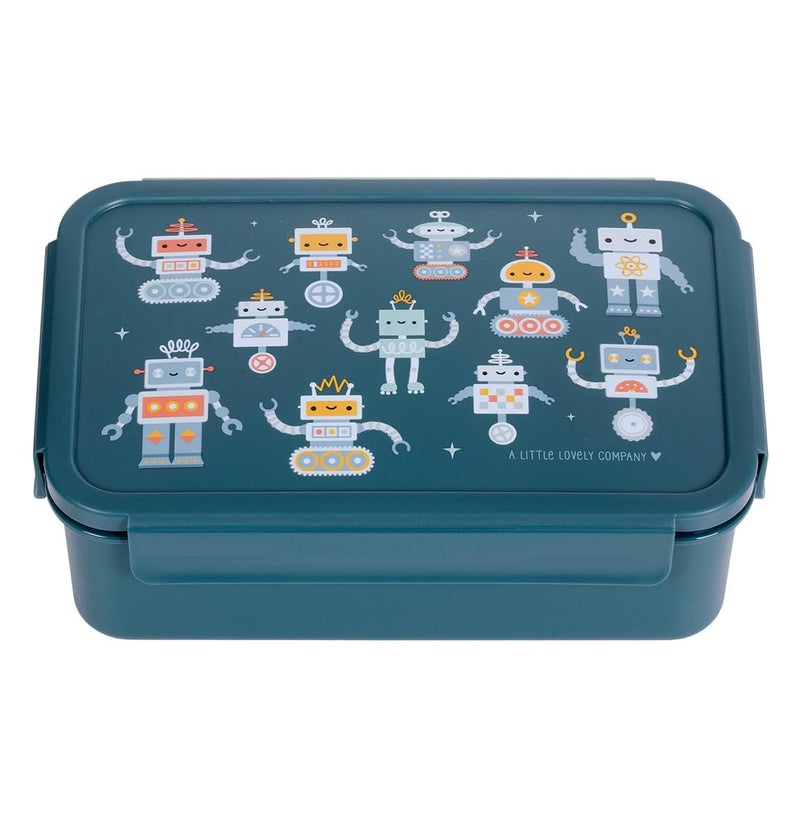 A Little Lovely Company - Bento Lunch Box - Robots - 22 X 7 X 14.5 Cm