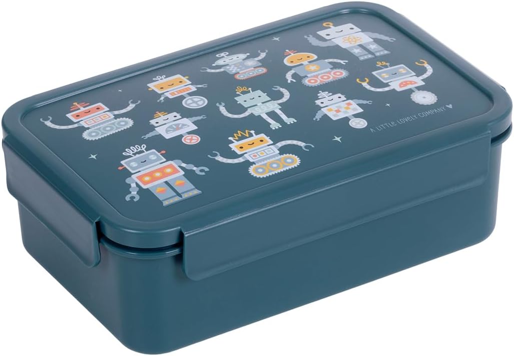 A Little Lovely Company - Bento Lunch Box - Robots - 22 X 7 X 14.5 Cm
