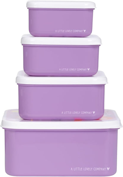 A Little Lovely Company Lunch & Snack Box Set, 4-delig, on the go, stapelbaar, diverse maten (Princesses