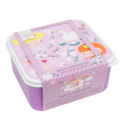 A Little Lovely Company Lunch & Snack Box Set, 4-delig, on the go, stapelbaar, diverse maten (Princesses