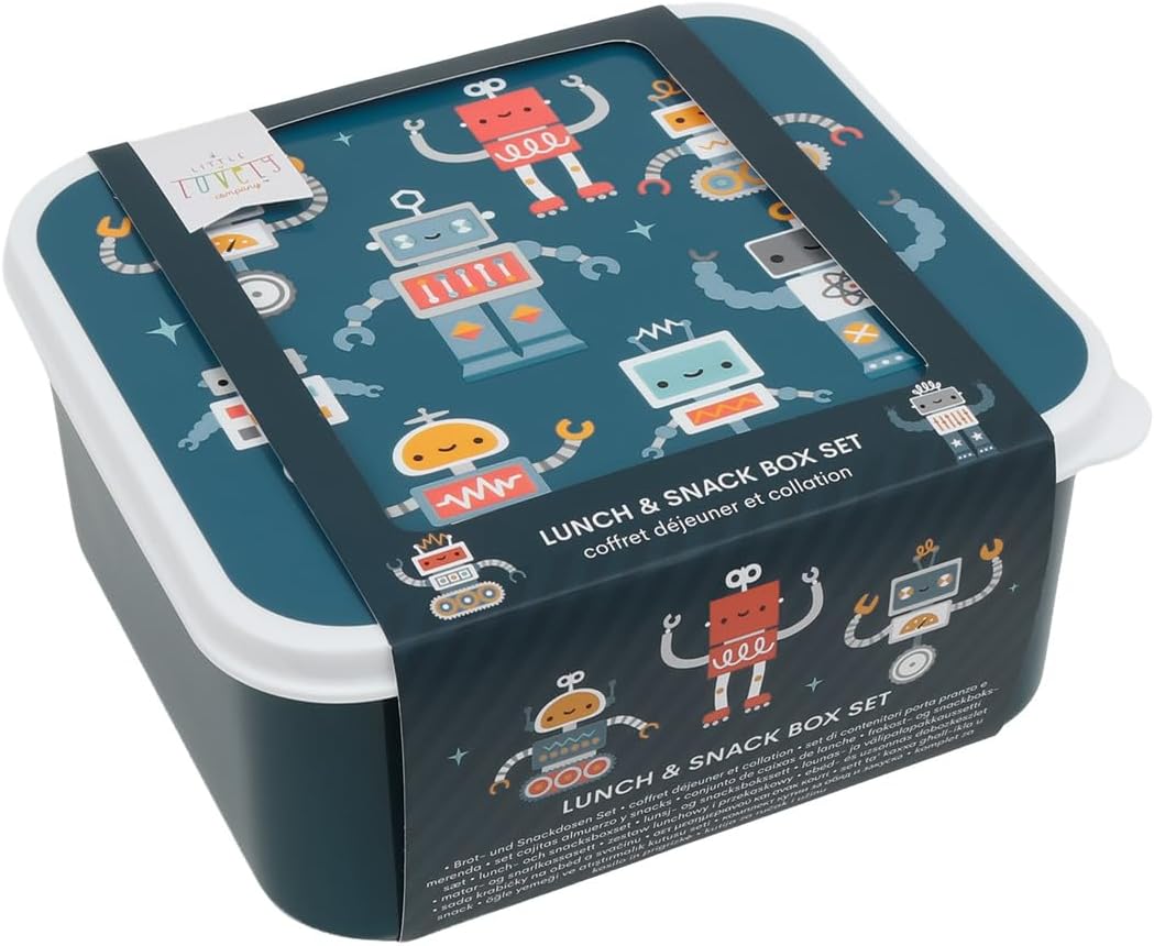 A Little Lovely Company Lunch & Snack Box Set, 4-delig, on the go, stapelbaar, diverse maten (Robots