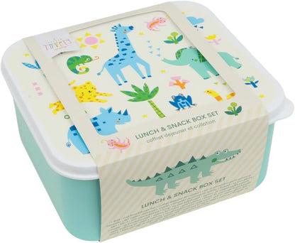 A Little Lovely Company Lunch & Snack Box Set, 4-delig, on the go, stapelbaar, diverse maten (Jungle
