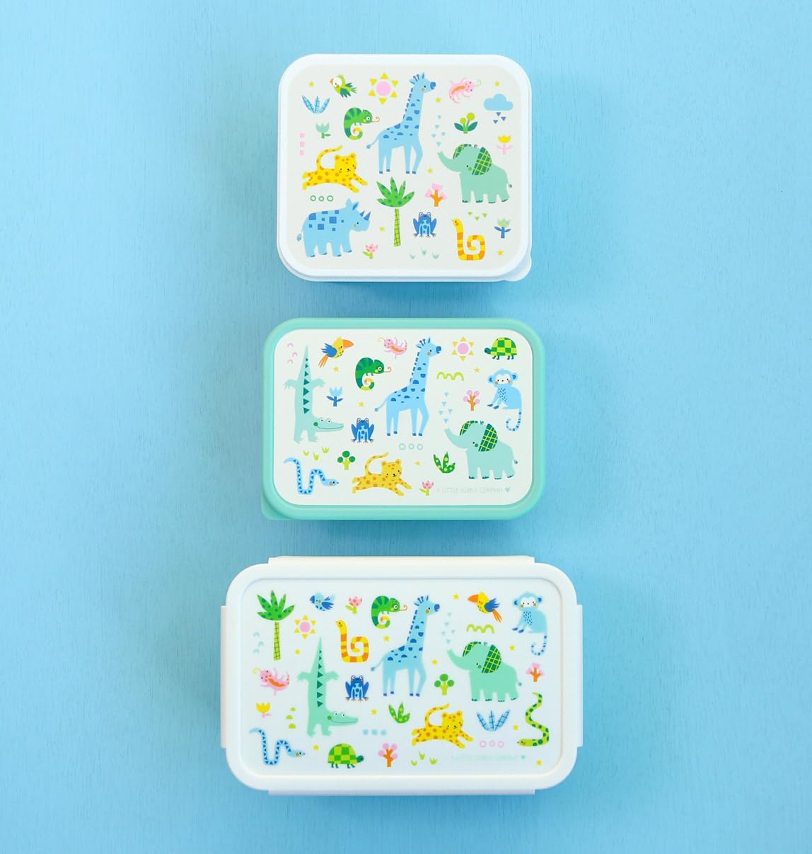 A Little Lovely Company Lunch & Snack Box Set, 4-delig, on the go, stapelbaar, diverse maten (Jungle