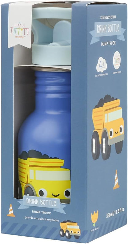 Drinkfles voor Kinderen, Roestvrij Staal, Lekvrij en Duurzaam, Ideaal voor Onderweg (Dump Truck