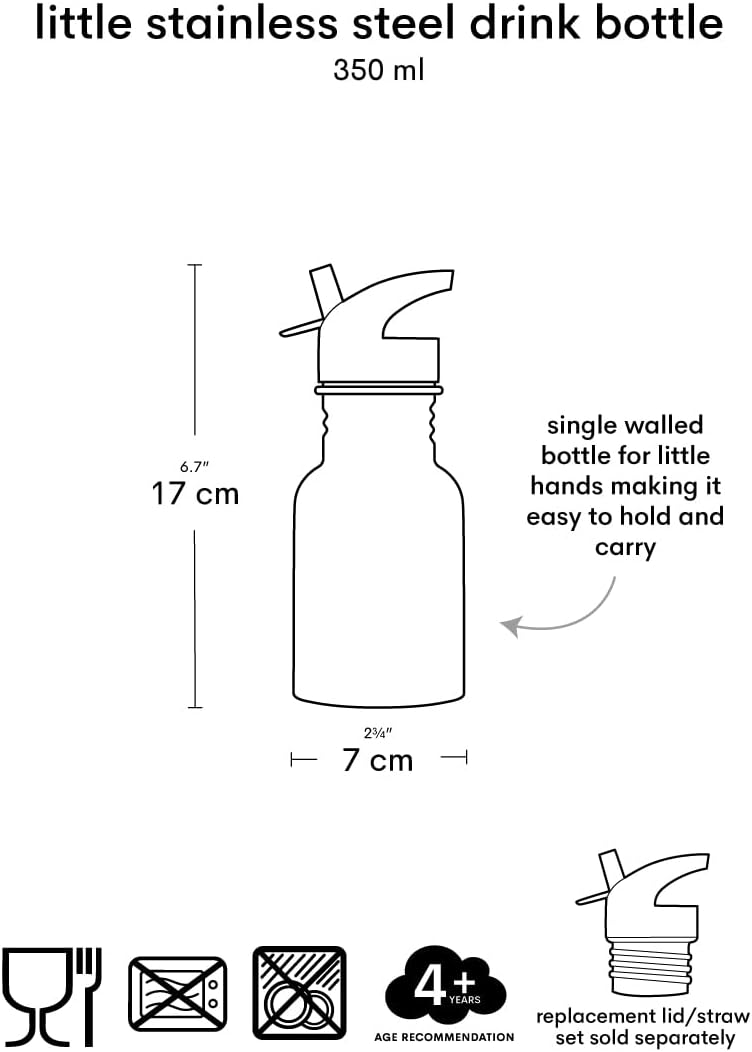 Drinkfles voor Kinderen, Roestvrij Staal, Lekvrij en Duurzaam, Ideaal voor Onderweg (Dinosaur