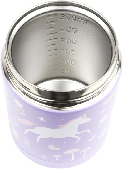 A Little Lovely Company - Insulated Stainless Steel Food Jar - Unicorn Dreams - 8 X 12 X 8 Cm