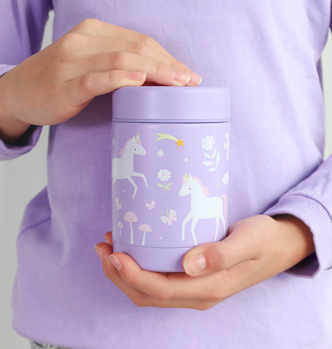 A Little Lovely Company - Insulated Stainless Steel Food Jar - Unicorn Dreams - 8 X 12 X 8 Cm