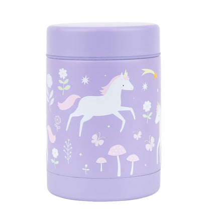A Little Lovely Company - Insulated Stainless Steel Food Jar - Unicorn Dreams - 8 X 12 X 8 Cm