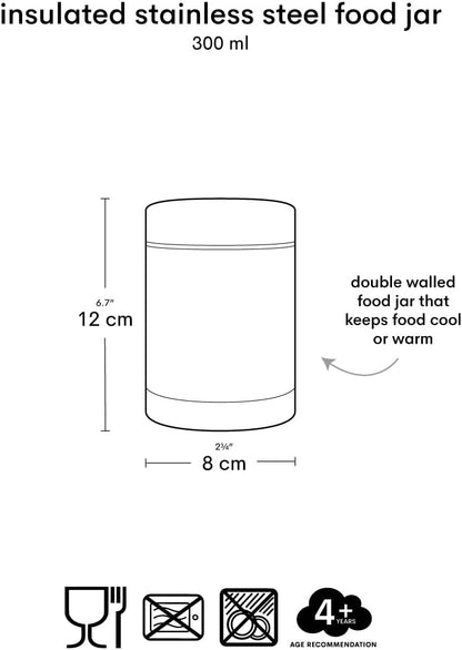 A Little Lovely Company - Insulated Food Jar - Stainless Steel Jungle - 8 X 12 X 8 Cm