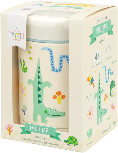 A Little Lovely Company - Insulated Food Jar - Stainless Steel Jungle - 8 X 12 X 8 Cm