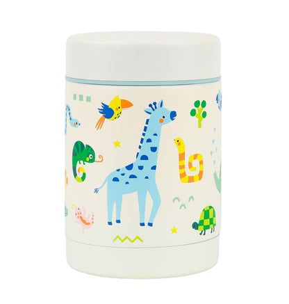 A Little Lovely Company - Insulated Food Jar - Stainless Steel Jungle - 8 X 12 X 8 Cm