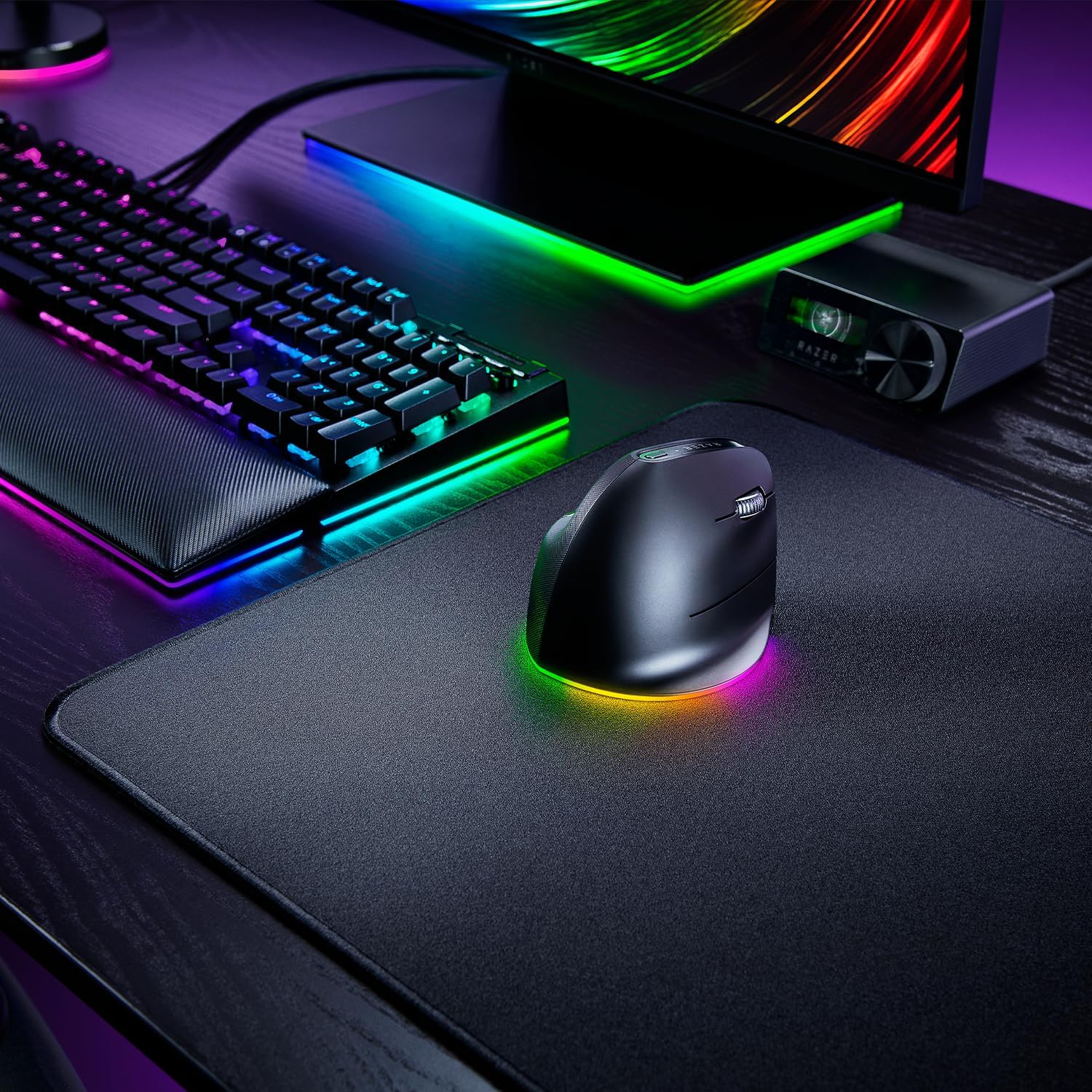 Razer Pro Click V2 Vertical - Ergonomic Vertical Wireless Mouse for Right-Handed Users - AI Support Prompt - 30K Optical Sensor - Windows & Mac (up to 6 Months Battery, Chroma RGB) Black