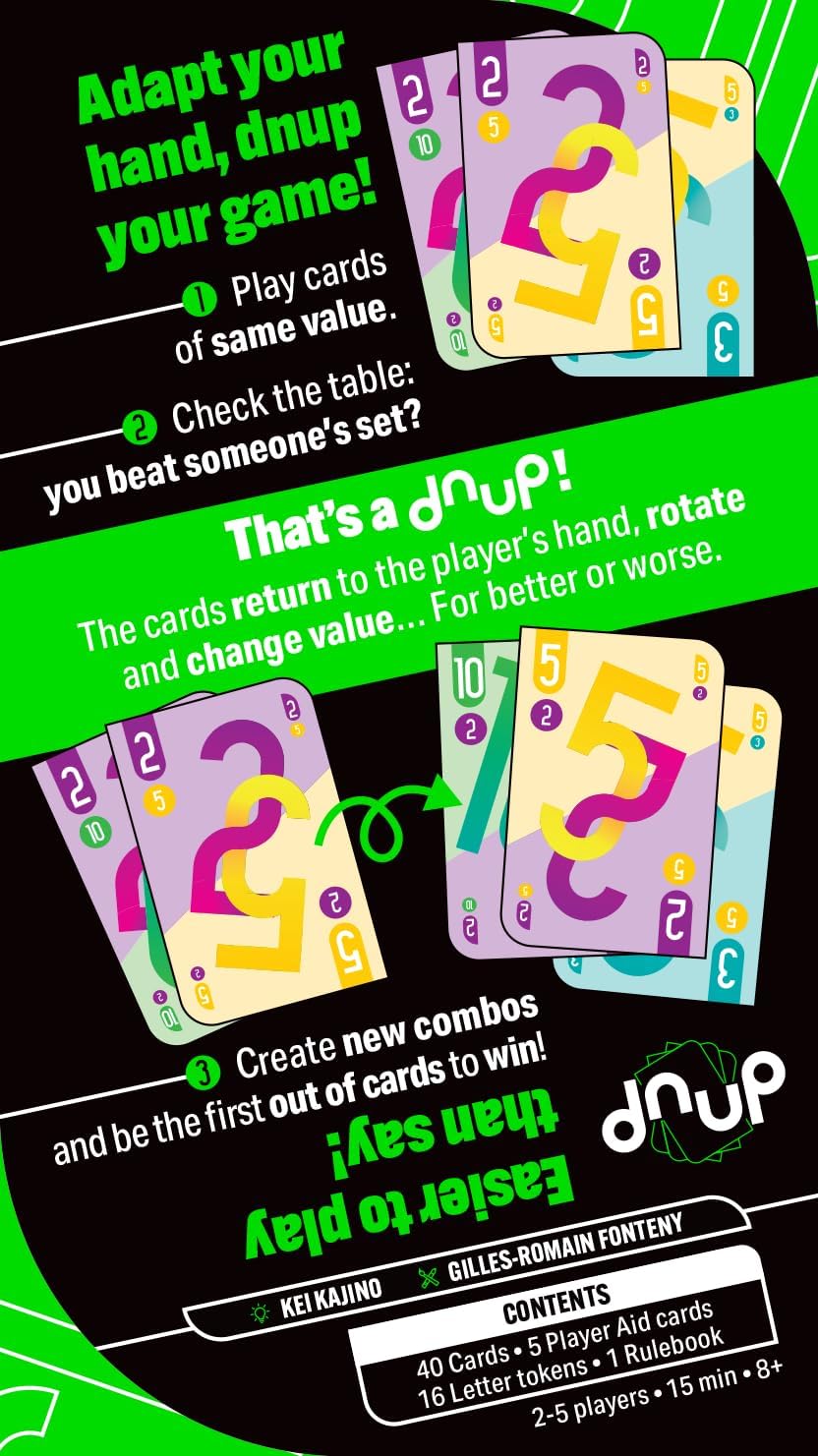 Asmodee | dnup | Strategy Card Game | Ages 8+ | 2 to 5 Players | 15 Minutes Playtime | English version