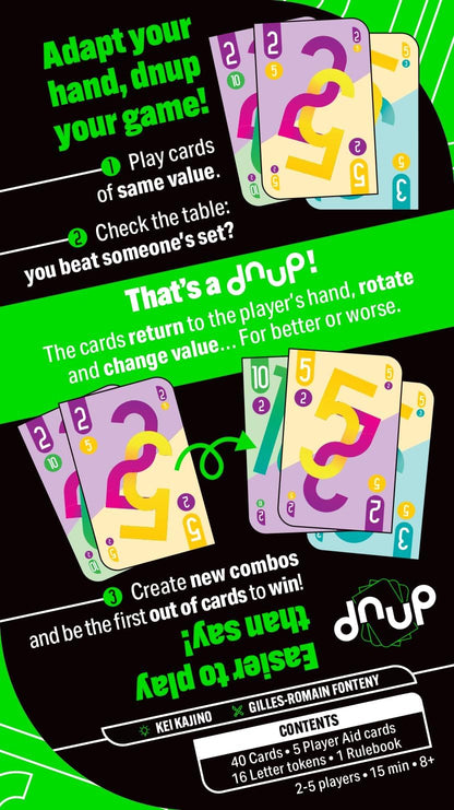 Asmodee | dnup | Strategy Card Game | Ages 8+ | 2 to 5 Players | 15 Minutes Playtime | English version