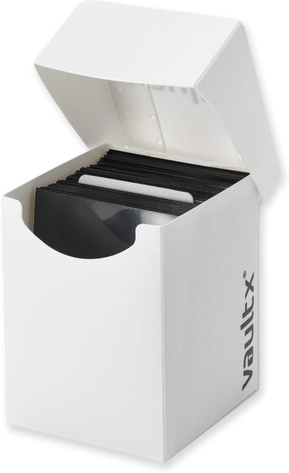 Vault X Large Standard Deck Box with 150 Black Sleeves, fits 100+ Sleeved Trading Cards (White)