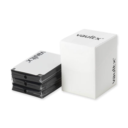 Vault X Large Standard Deck Box with 150 Black Sleeves, fits 100+ Sleeved Trading Cards (White)