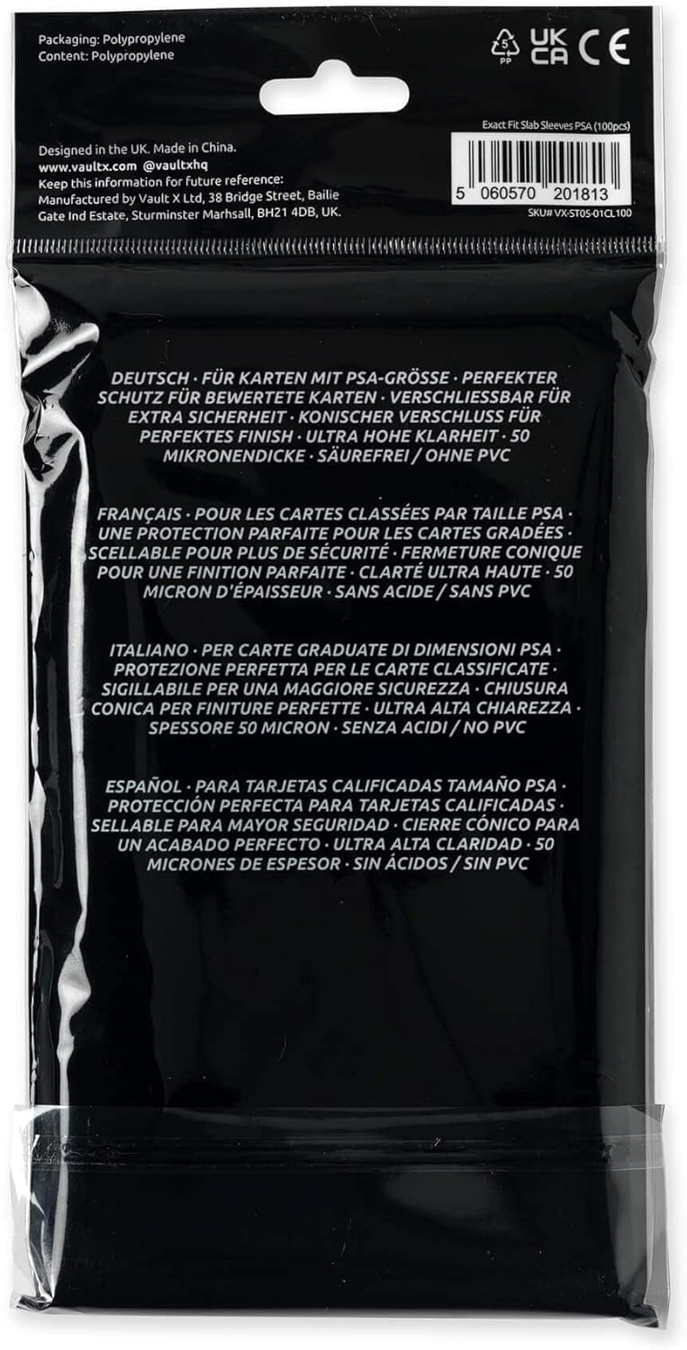 Vault X Exact Fit Slab Sleeves (100 Pack) for Graded Trading Cards for PSA, MGC, CGC, UGC, GG and Other Similar Sized Cases