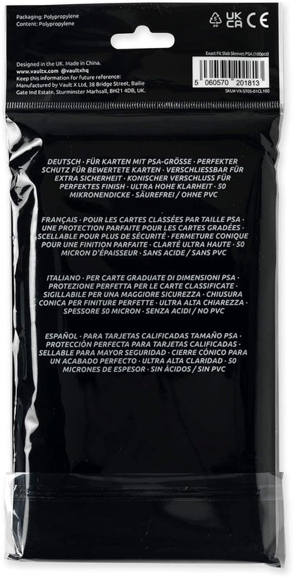 Vault X Exact Fit Slab Sleeves (100 Pack) for Graded Trading Cards for PSA, MGC, CGC, UGC, GG and Other Similar Sized Cases