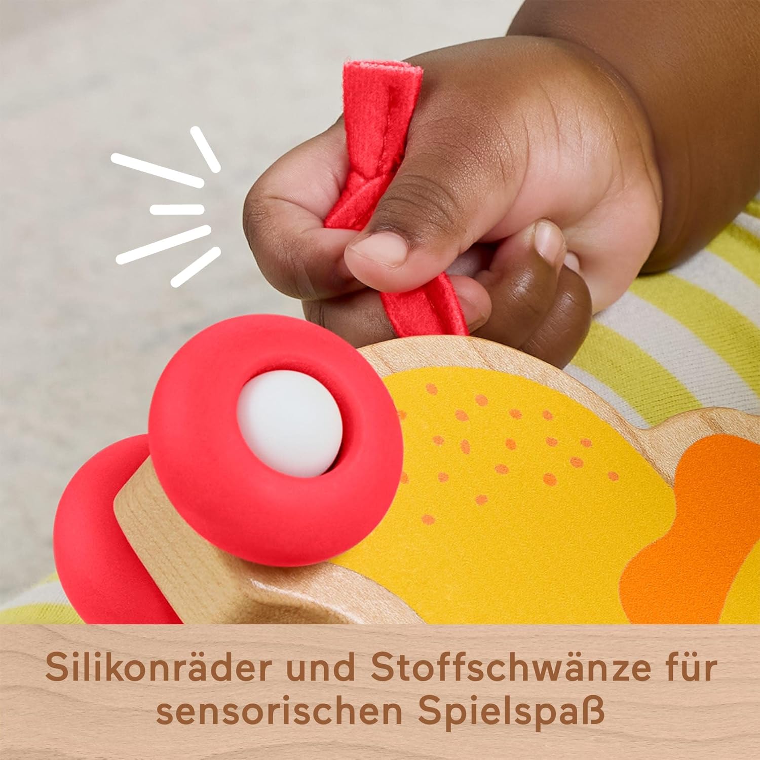 Fisher-Price Holz-Schiebetierchen Spielzeug für Babys, Set aus 2 Schiebetierchen mit Silikonrädern zum Spielen beim Krabbeln für Kleinkinder ab 6 Monaten, JFN19