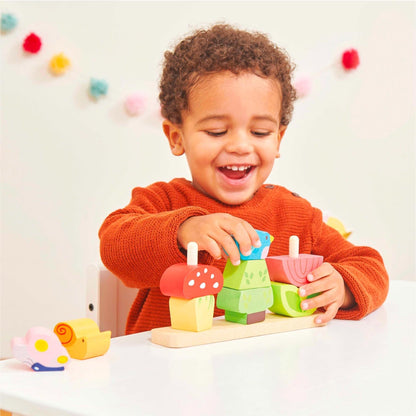 Le Toy Van – Pädagogische Petilou Bauklötze „Mein Stapelgarten“ aus Holz | Sensorisches Montessori-Lernspielzeug für Babys und Kleinkinder – Geeignet für Kinder ab 12 Monaten, PL009