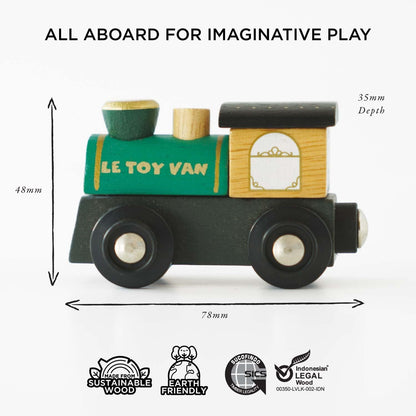 Le Toy Van - TV711 - Holzeisenbahn für Kinder ab 3 Jahren. Great Green, Montessori-Spiel mit 5 abnehmbaren Magnetwagen, hergestellt aus ökologischem FSC-zertifiziertem Holz