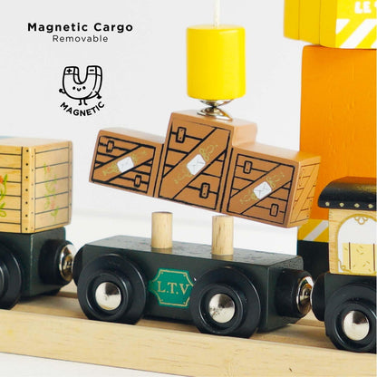 Le Toy Van - TV711 - Holzeisenbahn für Kinder ab 3 Jahren. Great Green, Montessori-Spiel mit 5 abnehmbaren Magnetwagen, hergestellt aus ökologischem FSC-zertifiziertem Holz