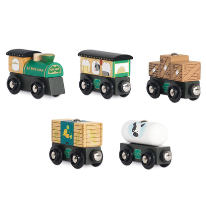Le Toy Van - TV711 - Holzeisenbahn für Kinder ab 3 Jahren. Great Green, Montessori-Spiel mit 5 abnehmbaren Magnetwagen, hergestellt aus ökologischem FSC-zertifiziertem Holz