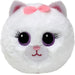 TY Purdy Cat Bouncer Plush – Soft White Kitty Stuffed Toy with Pink Bow & Embroidered Eyes – Adorable Round Cat Plushie for Kids, Toddlers & Collectors