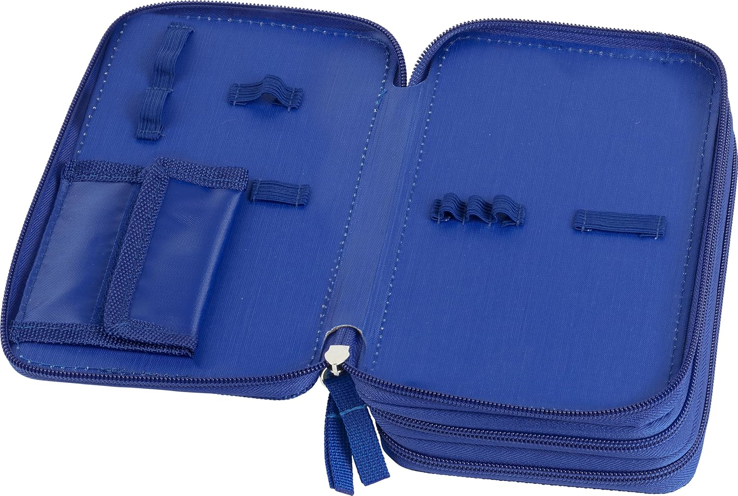 Faber-Castell - Triple Decker Empty Pencil Case with 3 Compartments with Lots of Storage Space and Wallet, for School and Everyday Use, Blue, 20x13x7 cm