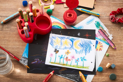 STABILO - Premium-Deskset - woody 3 in 1-15 Stuks - 10x woody 3 in 1, 2x woody 3 in 1 Pastel, 3x woody 3 in 1 duo, 1x Containerpuntenslijper, 1x Deskset
