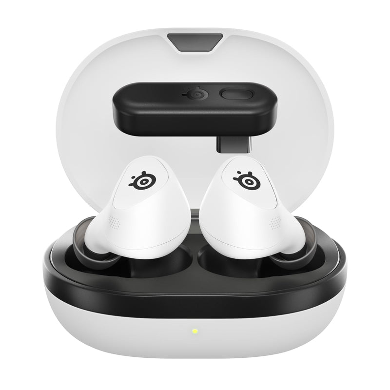 SteelSeries Arctis GameBuds™ per PlayStation - Auricolari da gioco senza fili - 2.4GHz + BT 5.3 - ANC/Trasparenza - Resistente all'acqua IP55 - Batteria 40H - Ricarica wireless - PS5,PC,Mobile -Bianco
