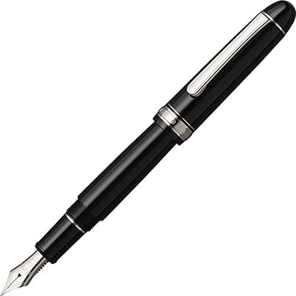 PLATINUM Japanese Fountain Pen #3776 Century Rhodium Black Diamond M/Black / 0.34-0.44 mm/Handmade / 14K Gold Nib/with Gift Box/Fountain Pen