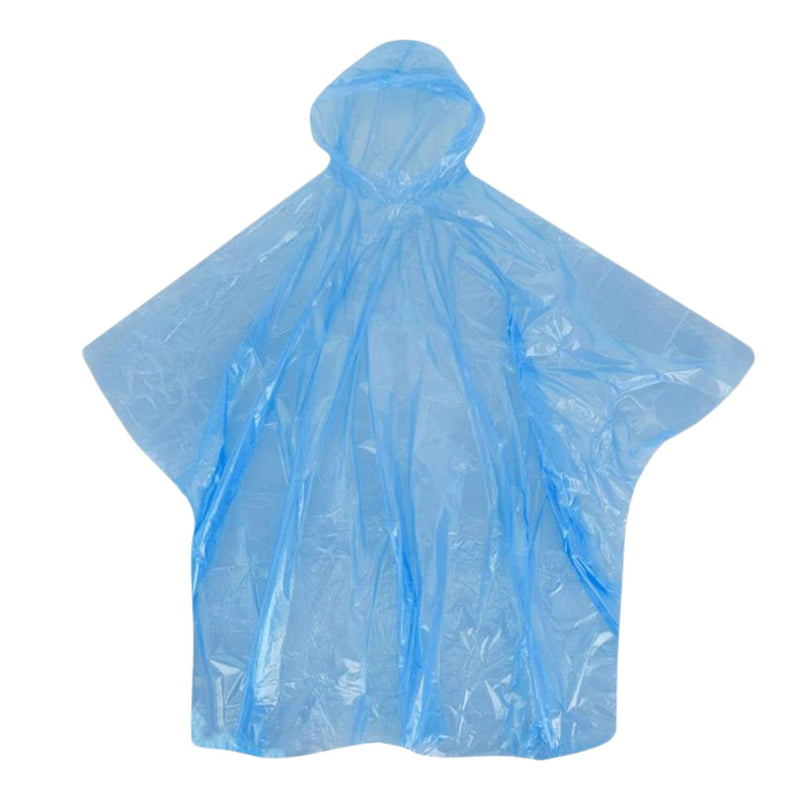 FlashCover Disposable Poncho, Waterproof PE Rain Cape, One Size 124 x 103 cm, Lightweight Festival, Camping, Hiking and Emergency Cover, Blue