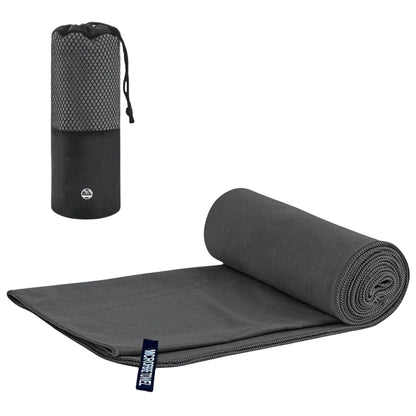 DriftDry Microfibre Towel, 140 x 70 cm Quick Drying Travel Towel with Carry Bag, Lightweight Packable Camping Gym Swim Outdoor Towel, Grey