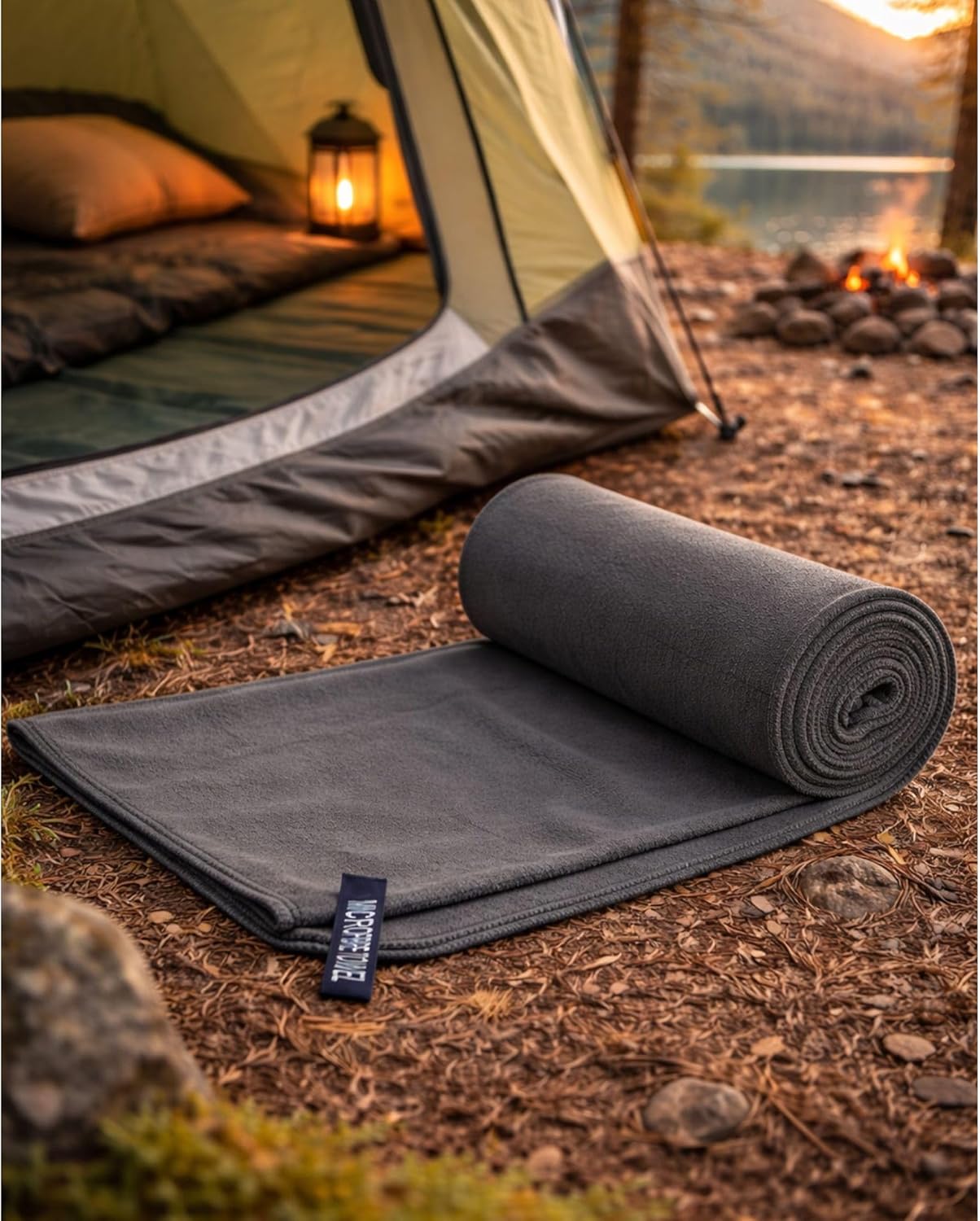 DriftDry Microfibre Towel, 140 x 70 cm Quick Drying Travel Towel with Carry Bag, Lightweight Packable Camping Gym Swim Outdoor Towel, Grey