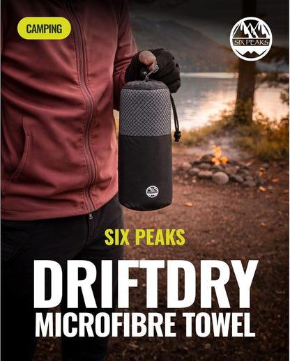 DriftDry Microfibre Towel, 140 x 70 cm Quick Drying Travel Towel with Carry Bag, Lightweight Packable Camping Gym Swim Outdoor Towel, Grey