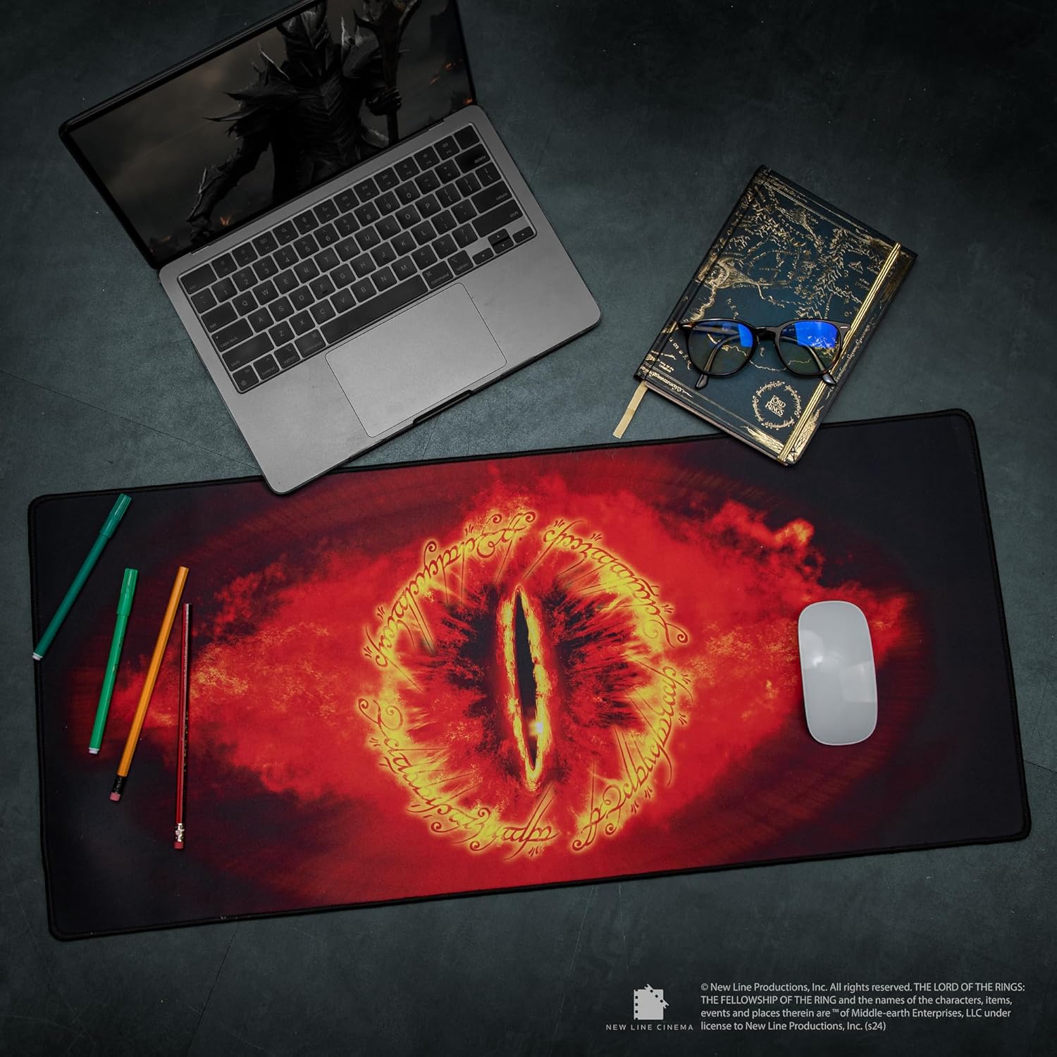 Cinereplicas Signore degli Anelli - Tappeto da ufficio L'Occhio di Sauron, 80 x 35 cm, licenza ufficiale