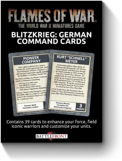 Flames of War: FW281GC Blitzkrieg German Command Cards (x39 cards) - Limited Edition