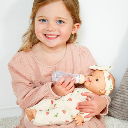Heless 940 - Toverfles "Eenhoorn Henri", met beige deksel en eenhoornmotief, poppenaccessoire met trucjesmelk