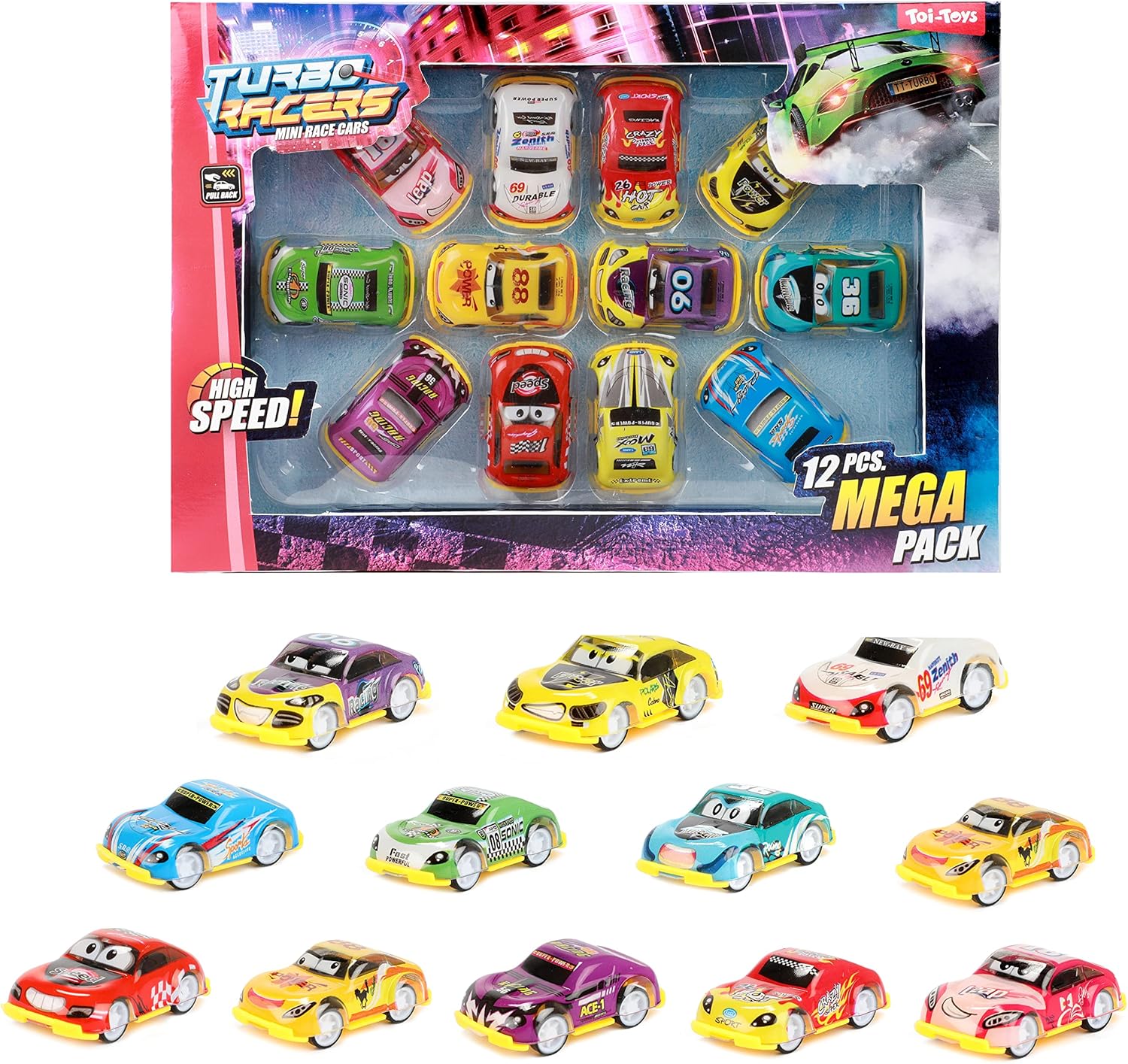 Toi-Toys Racerwagenset Turbo Racers Pullback 12-delig