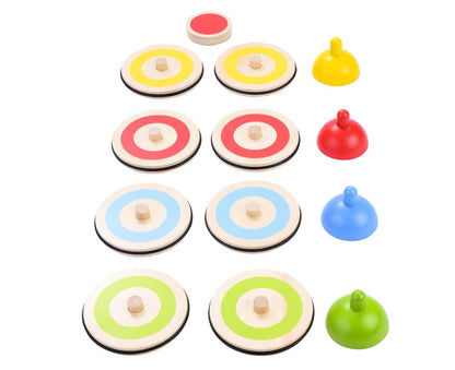 Engelhart - 606055 - Tafelcurlingset van hout - Kleurrijk gezinsplezier - Afmetingen: Ø10 cm, Hoogte: 6,5 cm - Vanaf 6 jaar